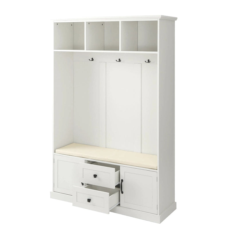 3-in-1 Design Hall Tree with 3 Hooks and Storage Bench - 47.24 W x 70.9 H x 15.74 D