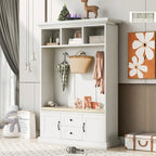 3-in-1 Design Hall Tree with 3 Hooks and Storage Bench - 47.24 W x 70.9 H x 15.74 D