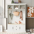 3-in-1 Design Hall Tree with 3 Hooks and Storage Bench - 47.24 W x 70.9 H x 15.74 D
