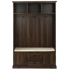 3-in-1 Design Hall Tree with 3 Hooks and Storage Bench - 47.24 W x 70.9 H x 15.74 D