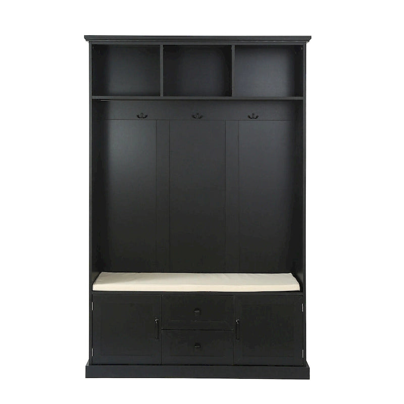 3-in-1 Design Hall Tree with 3 Hooks and Storage Bench - 47.24 W x 70.9 H x 15.74 D