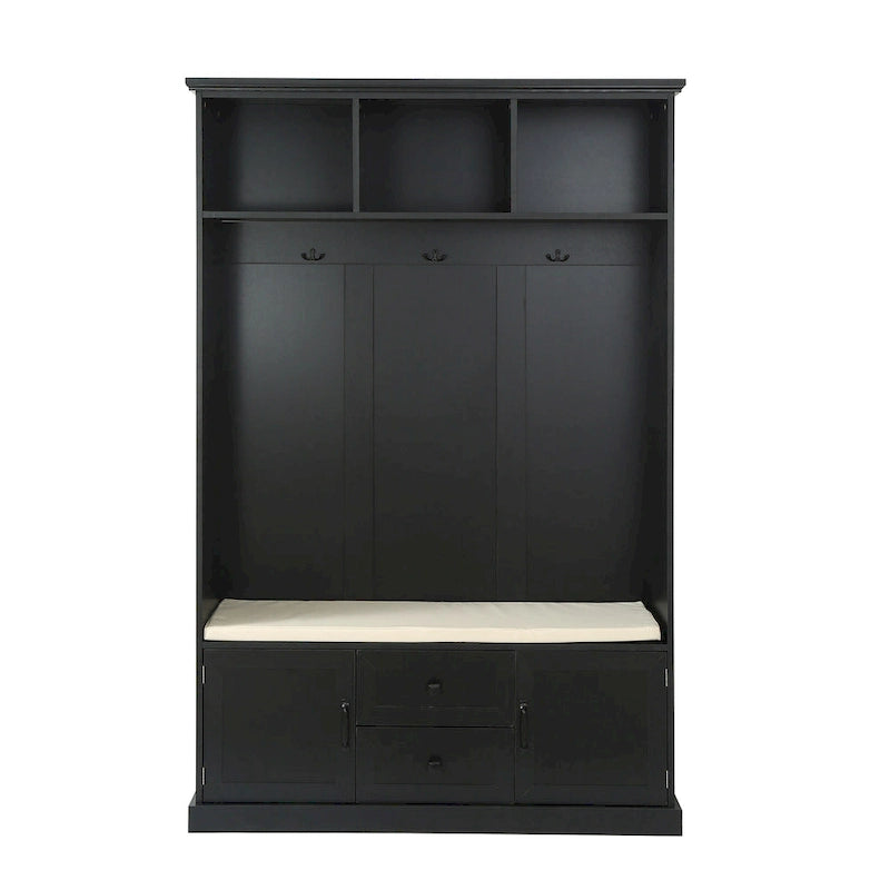 3-in-1 Design Hall Tree with 3 Hooks and Storage Bench - 47.24 W x 70.9 H x 15.74 D