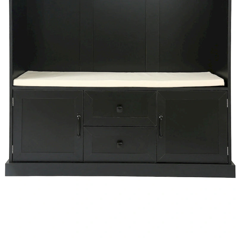 3-in-1 Design Hall Tree with 3 Hooks and Storage Bench - 47.24 W x 70.9 H x 15.74 D