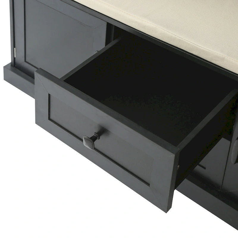 3-in-1 Design Hall Tree with 3 Hooks and Storage Bench - 47.24 W x 70.9 H x 15.74 D