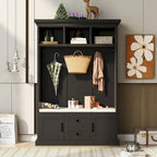 3-in-1 Design Hall Tree with 3 Hooks and Storage Bench - 47.24 W x 70.9 H x 15.74 D