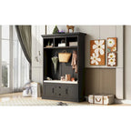 3-in-1 Design Hall Tree with 3 Hooks and Storage Bench - 47.24 W x 70.9 H x 15.74 D