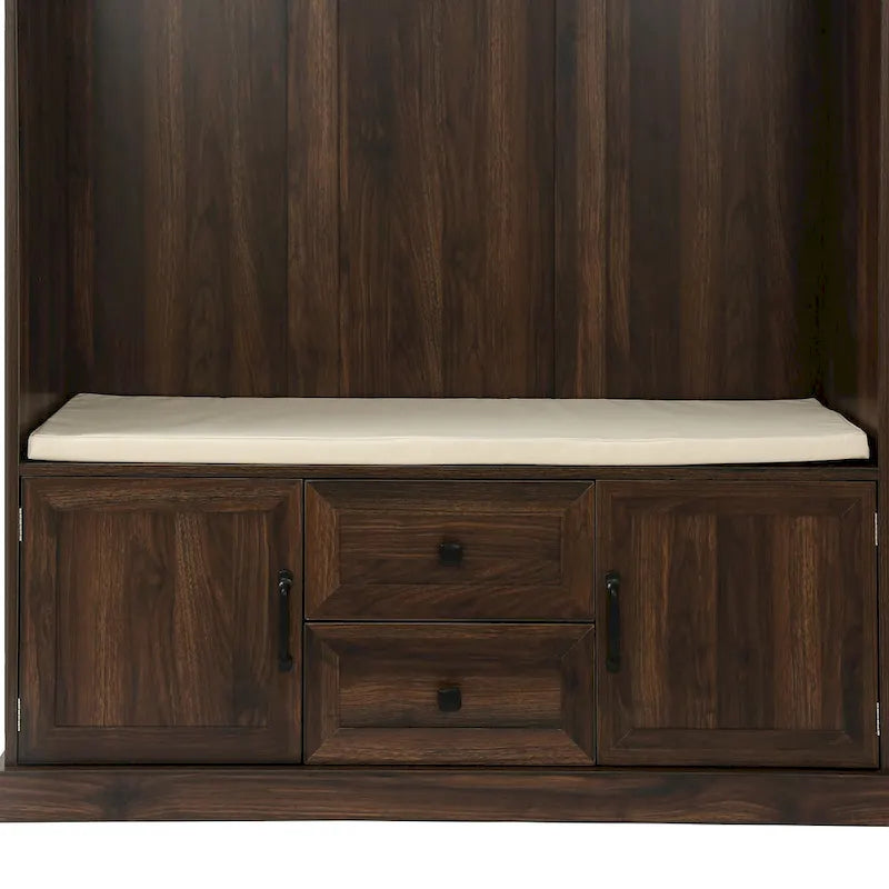 3-in-1 Design Hall Tree with 3 Hooks and Storage Bench - 47.24 W x 70.9 H x 15.74 D
