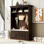 3-in-1 Design Hall Tree with 3 Hooks and Storage Bench - 47.24 W x 70.9 H x 15.74 D