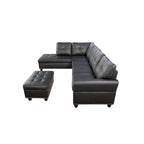 Irine Faux Leather Sectional Sofa with Ottoman - 98 W x 71 D x 33 H