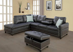Faux Leather Sectional Sofa with Ottoman - 98 W x 71 D x 33 H