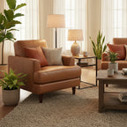 Ivy Living Cassia Top Grain Leather Chair With Feather, Memory Foam and Springs