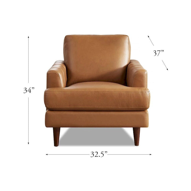 Top Grain Leather Chair With Feather, Memory Foam and Springs