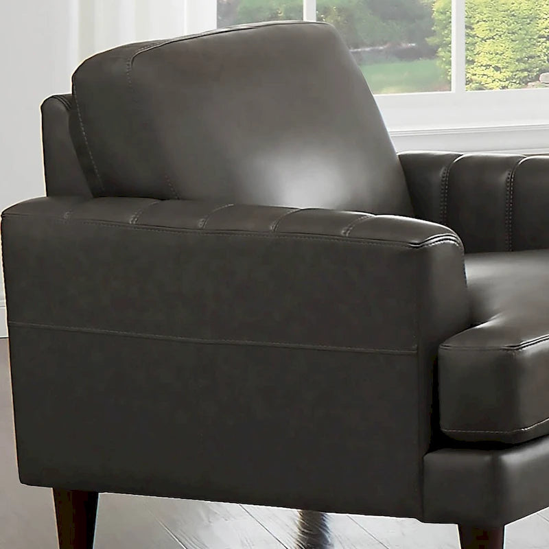 Top Grain Leather Chair With Feather, Memory Foam and Springs