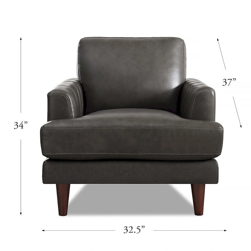 Top Grain Leather Chair With Feather, Memory Foam and Springs