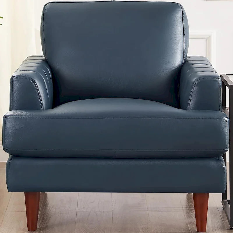 Top Grain Leather Chair With Feather, Memory Foam and Springs