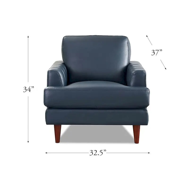 Top Grain Leather Chair With Feather, Memory Foam and Springs