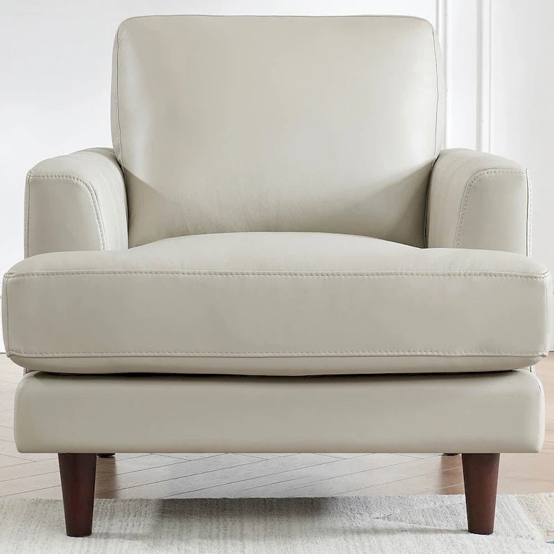 Top Grain Leather Chair With Feather, Memory Foam and Springs