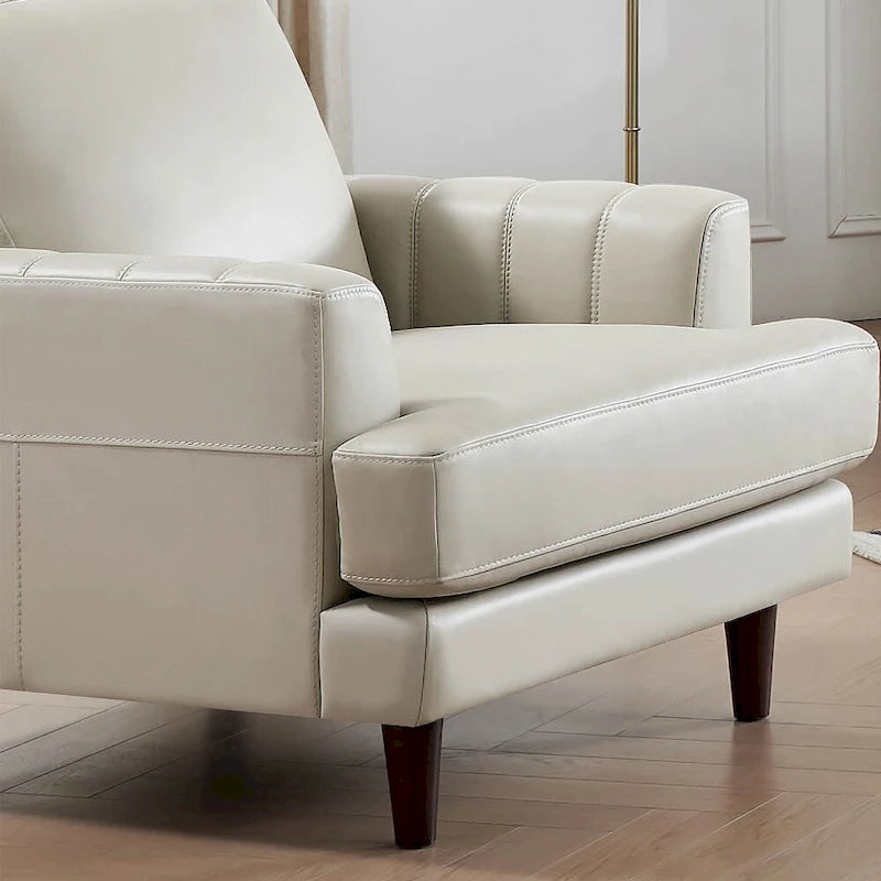 Top Grain Leather Chair With Feather, Memory Foam and Springs