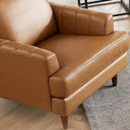 Top Grain Leather Chair With Feather, Memory Foam and Springs