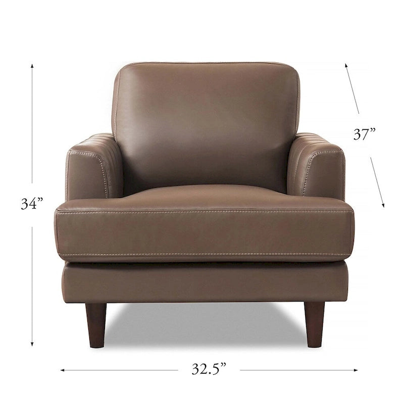 Top Grain Leather Chair With Feather, Memory Foam and Springs