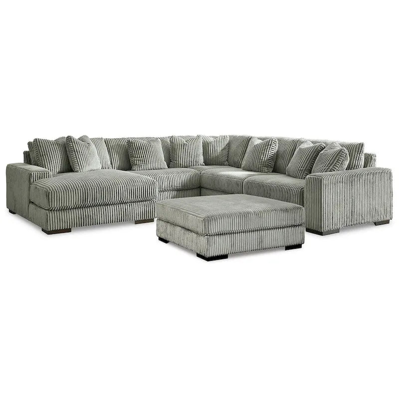 Signature Design by Ashley Lindyn Fog 5-Piece Sectional with Ottoman - 133  W x 133  D x 38  H