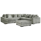 Signature Design by Ashley Lindyn Fog 5-Piece Sectional with Ottoman - 133  W x 133  D x 38  H