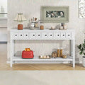 Rustic Entryway Console Table with Drawers and Bottom Shelf