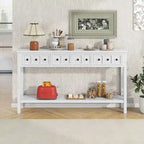 Rustic Entryway Console Table with Drawers and Bottom Shelf