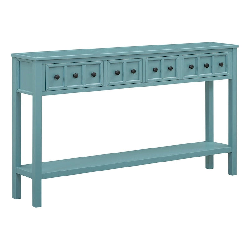 Rustic Entryway Console Table with Drawers and Bottom Shelf