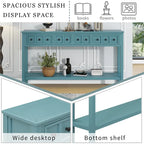 Rustic Entryway Console Table with Drawers and Bottom Shelf