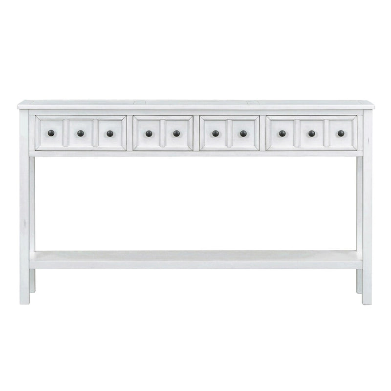 Rustic Entryway Console Table with Drawers and Bottom Shelf