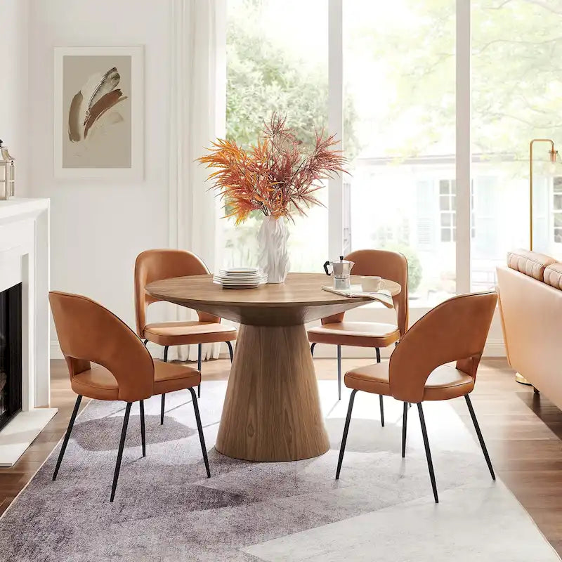 47" Round Dining Table with Pedestal Base - Wood Grain - Seats 4