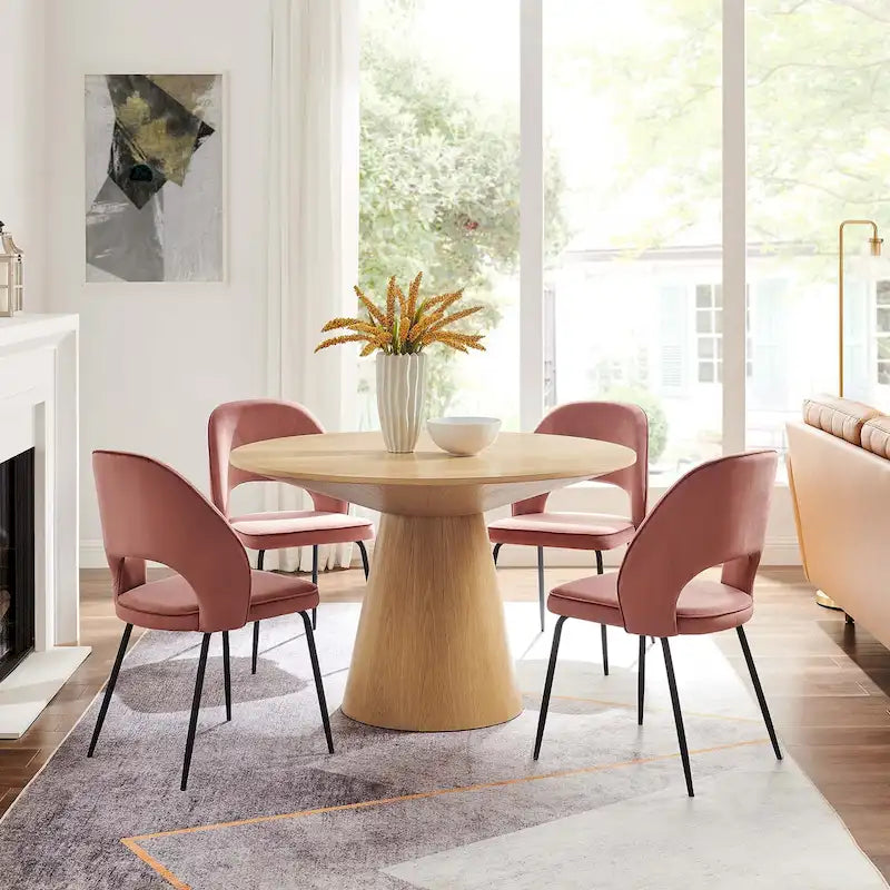 47" Round Dining Table with Pedestal Base - Wood Grain - Seats 4