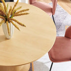 47" Round Dining Table with Pedestal Base - Wood Grain - Seats 4