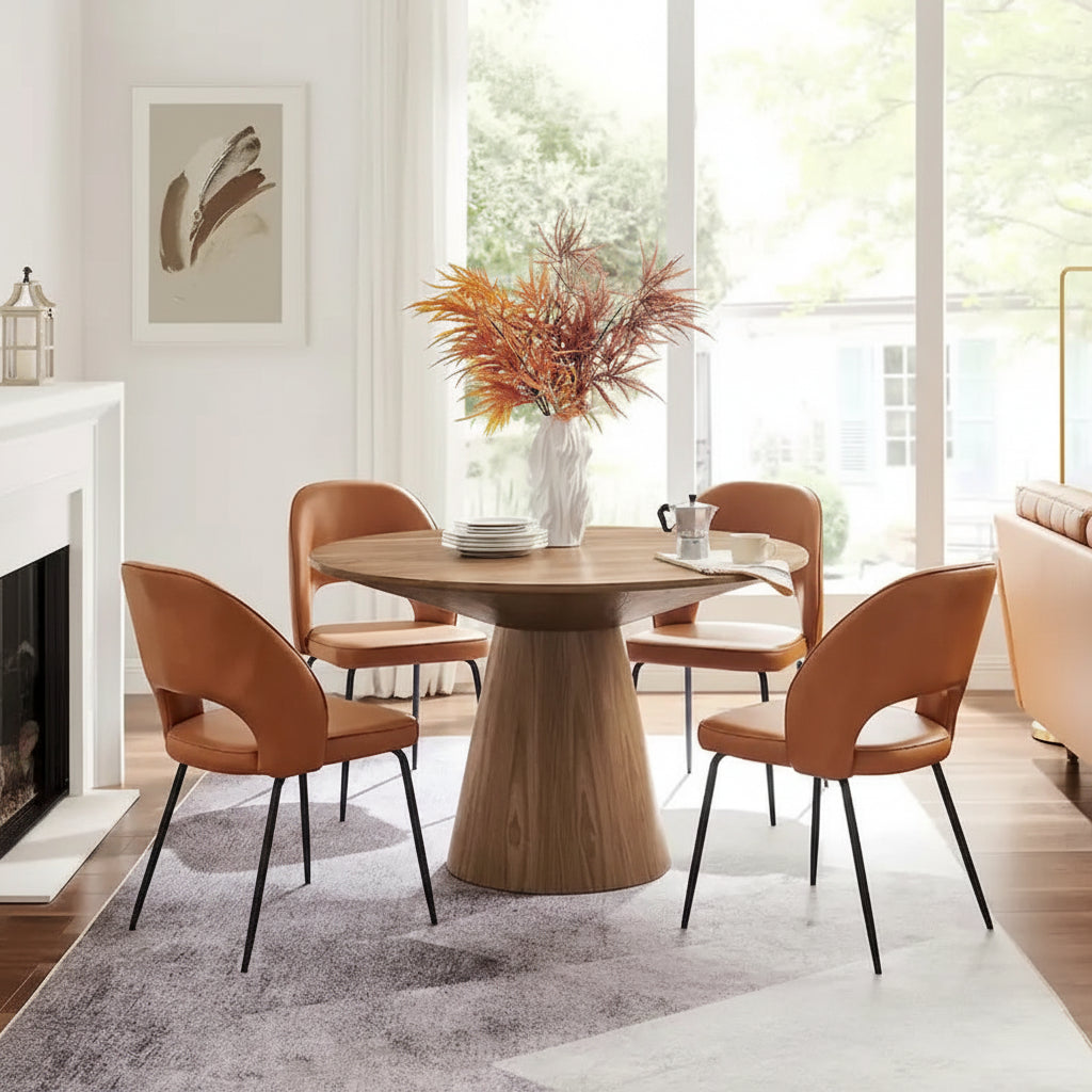 47" Round Dining Table with Pedestal Base - Wood Grain - Seats 4