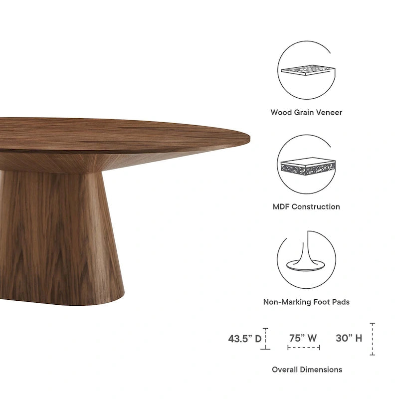 47" Round Dining Table with Pedestal Base - Wood Grain - Seats 4
