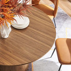 47" Round Dining Table with Pedestal Base - Wood Grain - Seats 4