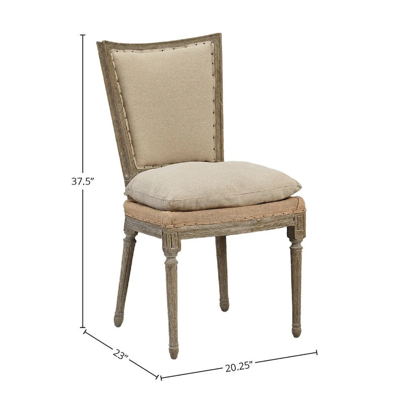 Pine wood upholstered dining chair, driftwood color