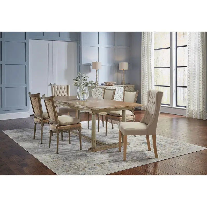 Pine wood upholstered dining chair, driftwood color