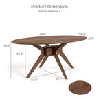 Walnut Oval Dining Table with Beige Boucle Chairs for 4-6