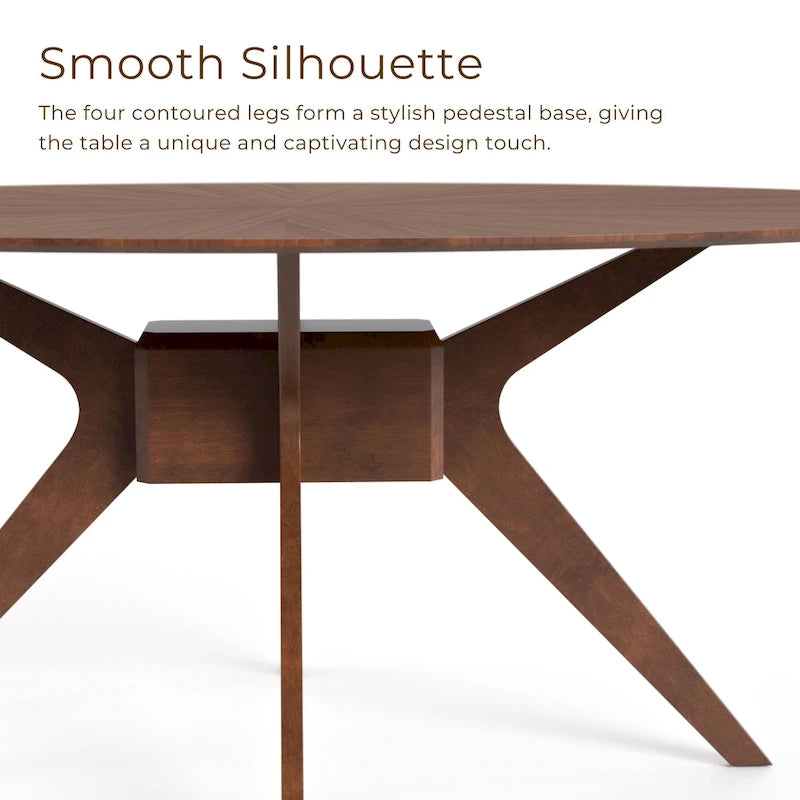 Walnut Oval Dining Table with Beige Boucle Chairs for 4-6