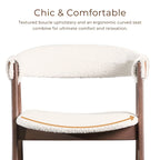 Walnut Oval Dining Table with Beige Boucle Chairs for 4-6