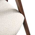 Walnut Oval Dining Table with Beige Boucle Chairs for 4-6