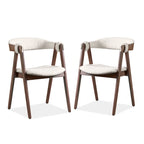 Walnut Oval Dining Table with Beige Boucle Chairs for 4-6