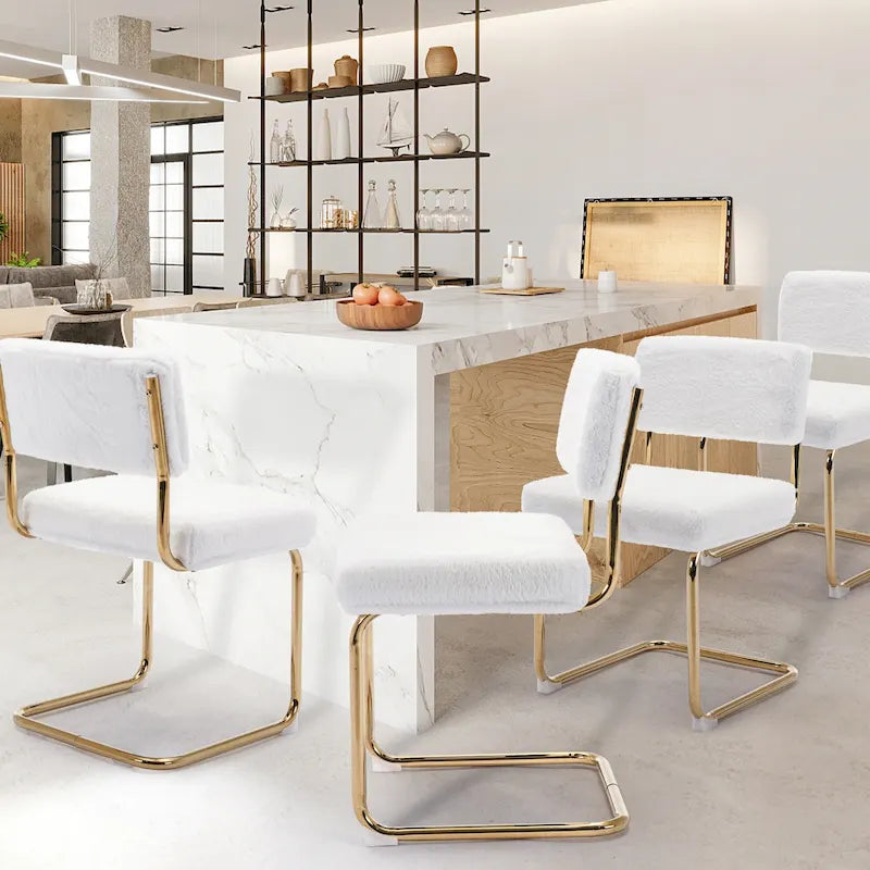 Corduroy Dining Chair with Gold Metal Base