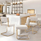 Corduroy Dining Chair with Gold Metal Base