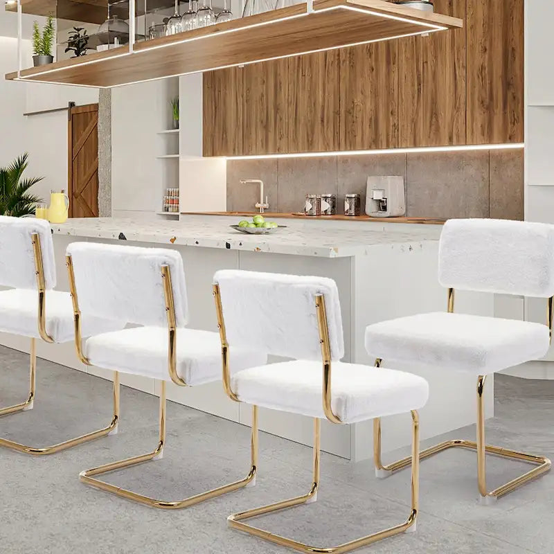 Corduroy Dining Chair with Gold Metal Base