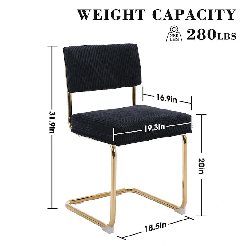 Corduroy Dining Chair with Gold Metal Base