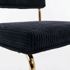 Corduroy Dining Chair with Gold Metal Base