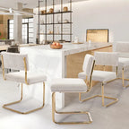 Corduroy Dining Chair with Gold Metal Base